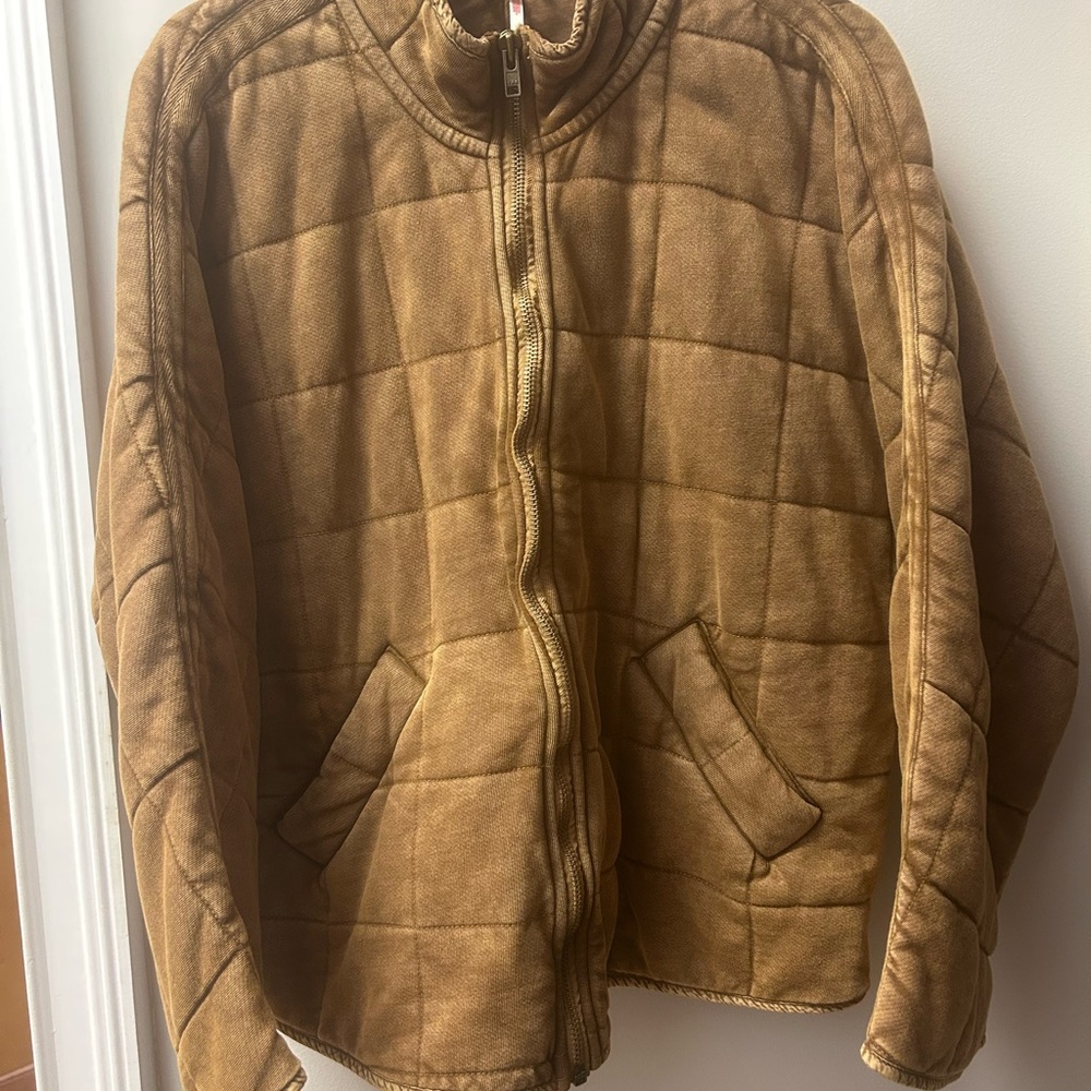 Free People Tan Quilted Jacket